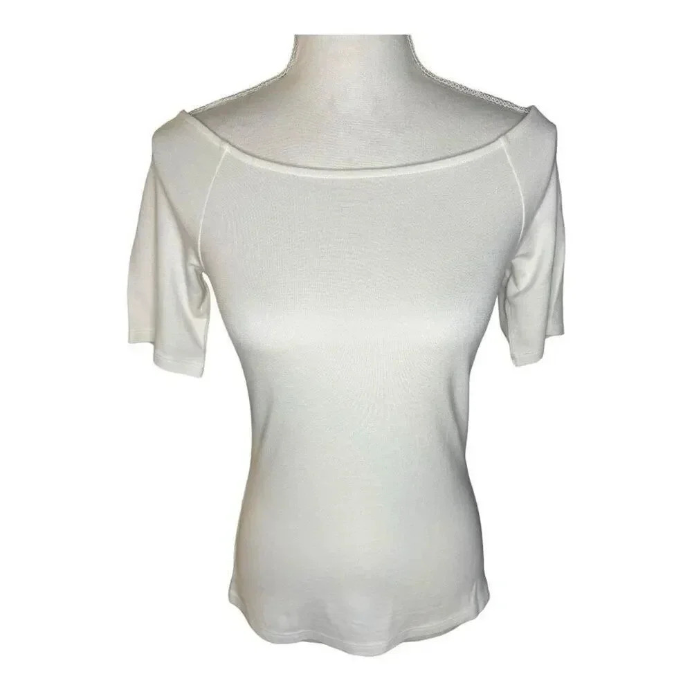 NEW Ann Taylor Factory Women’s XS White Short Sleeved Scoop Neck‎ Top NWT